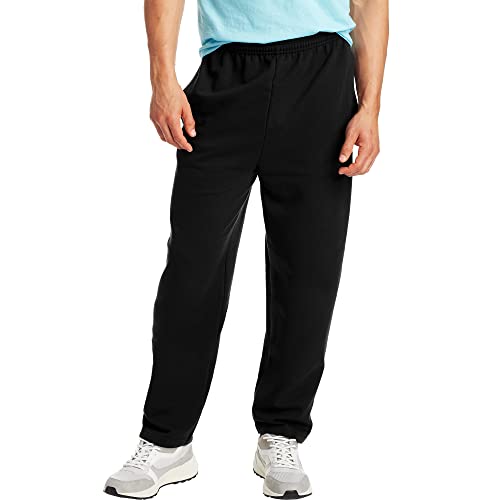 Hanes Men's EcoSmart Open Leg Pant with Pockets, black, L