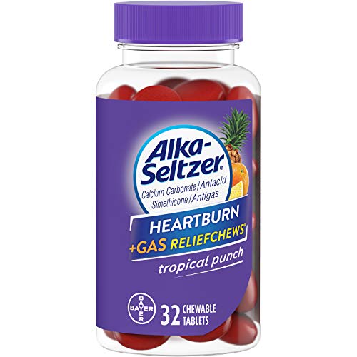 Alka-Seltzer Heartburn + Gas ReliefChews - Relief of Heartburn, Gas, Acid Indigestion, and Sour Stomach - Tropical Punch Flavors - 32 Count