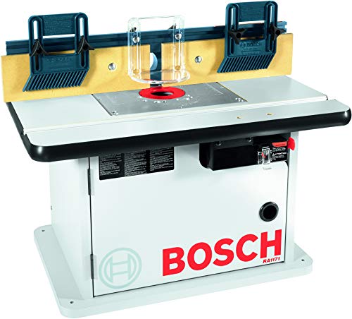 BOSCH RA1171 25-1/2 in. x 15-7/8 in. Benchtop Laminated MDF Top Cabinet Style Router Table with 2 Dust Collection Ports,Blue