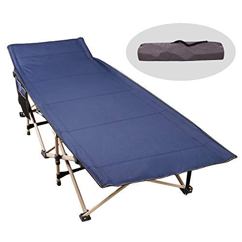 CAMPMAX Camping Cots for Adults Most Comfortable, Double Layer Oxford Sturdy Folding Sleeping Cots for Heavy People Outdoor Travel Home Use, Portable with Carry Bag, Blue
