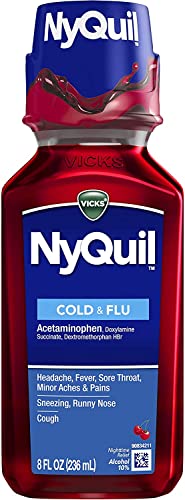 Vicks 44 Nyquil Cold and Flu Relief Liquid, Cherry, 8 Ounce (Pack of 3)