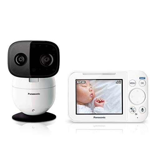 Panasonic Baby Monitor with Camera and Audio, 3.5” Color Video, Extra Long Range, Secure Connection, 2-Way Talk, Soothing Sounds, Remote Pan, Tilt, Zoom - 1 Camera - KX-HN4101W (White)