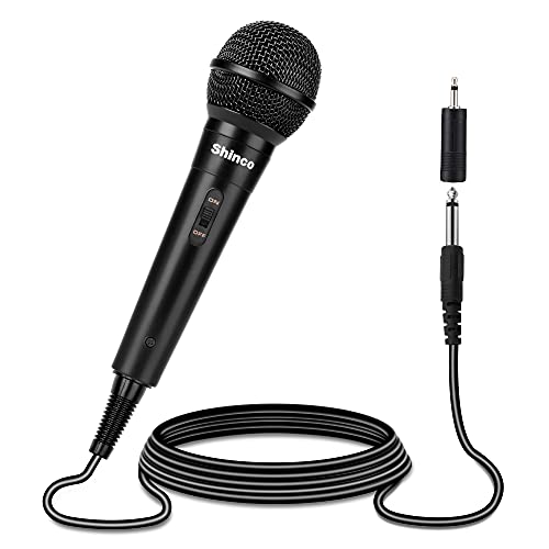 Shinco Handheld Wired Microphone, Cardioid Dynamic Vocal Mic with 13ft Cable and ON/Off Switch, Ideally Suited for Speakers, Karaoke Singing Machine, Amp, Mixer