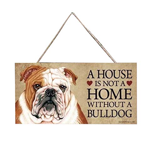 Shan-S A House is NOTA Home Without A Frenchie -Rustic Style Dog Sign/Plaque, Rectangular Wooden Pet Hanging Tag,Lovely Friendship Animal, 20x10cm