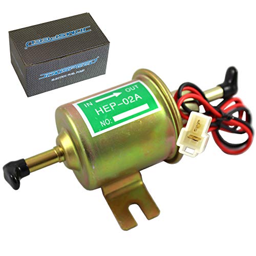 JDMSPEED Universal 12V Heavy Duty Electric Fuel Pump Metal Solid Petrol 12 Volts Replacement For Motorcycle Carburetor ATV Trucks Boats For Gasoline or Diesel Engine HEP02A HEP-02A