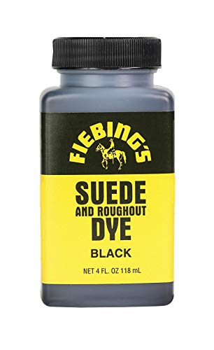 Fiebing's Black Suede Dye (4oz) - Brightens and Restores Roughout Leather Shoes - Remains Flexible When Dry, Won't Crack or Peel - Dye is Permanent and The Applicator is Included