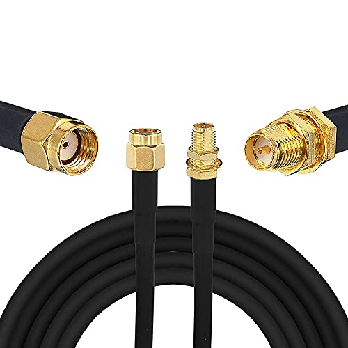 WiFi Antenna Extension Cable 15-Meter(49.2 Ft) Helium Antenna Cable Low-Loss Coaxial Cable RG58 RP SMA Female to RP SMA Male 50ohm SDR Equipment Antenna Ham Radio Antenna Extension Relocation Cable