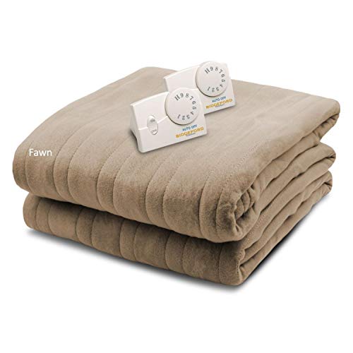 BIDDEFORD BLANKETS Comfort Knit Electric Heated Blanket with Analog Controller, Queen, Fawn