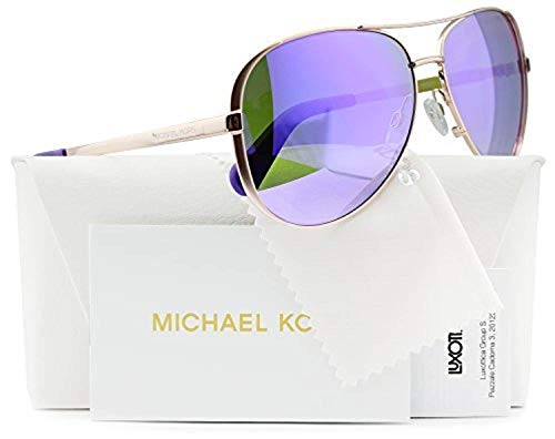 Michael Kors MK5004 Chelsea Aviator Sunglasses ,womens,Rose Gold w/Purple Mirror (1003/4V) MK 5004 10034V 59mm Authentic