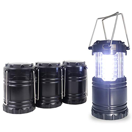 Eurdiza 4 Pack LED Camping Lantern Flashlights, Battery Powered Collapsible Portable Outdoor Tent Light Survival Kit for Power Outages Home Emergency Camping Hiking Hurricane