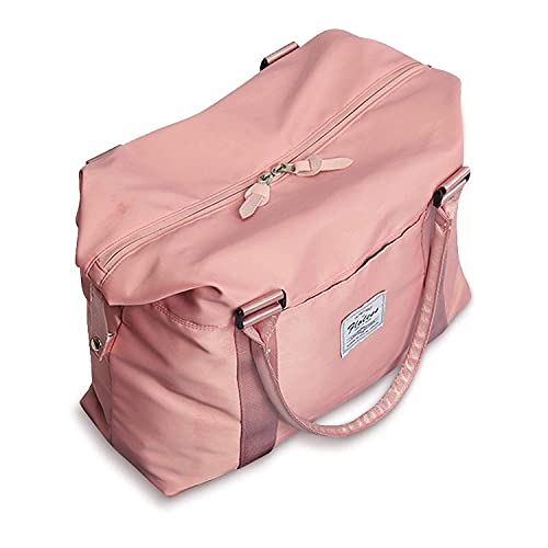 Womens travel bags, weekender carry on for women, sports Gym Bag, workout duffel bag, overnight shoulder Bag fit 15.6 inch Laptop Pink Large