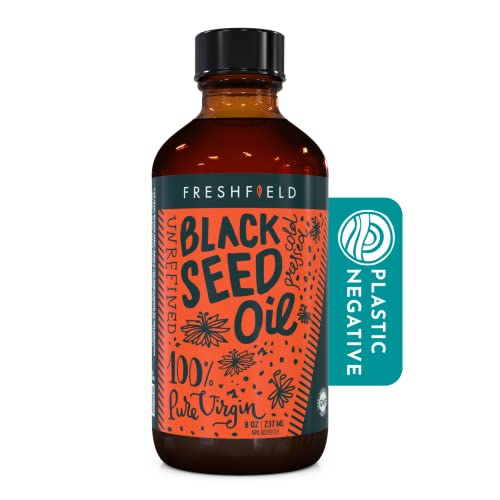 Freshfield Black Seed Oil | Vegan Friendly Up to 3X The Thymoquinone, Premium (Black Cumin Seed Oil, Nigella Sativa) | Cold Pressed | Ultra Strength | Pure and 100% Natural. 8 oz Liquid