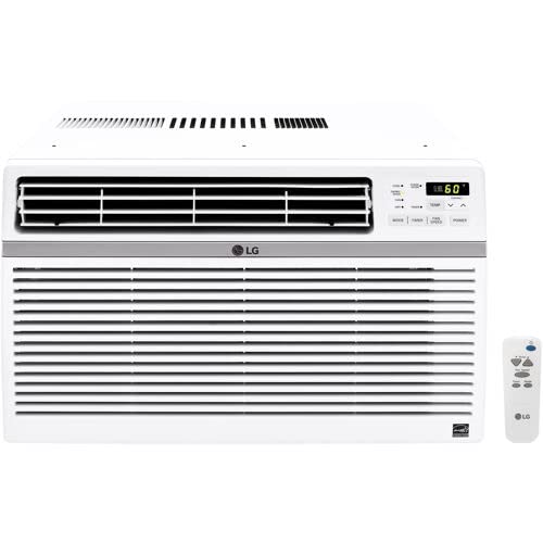 LG Mounted 8,000 BTU Window Air Conditioner, Cools 350 Sq.Ft. (14' x 25' Room Size), Quiet Operation, Electronic Control with Remote, 3 Cooling & Fan Speeds, Energy Star, Auto Restart, 115V, White