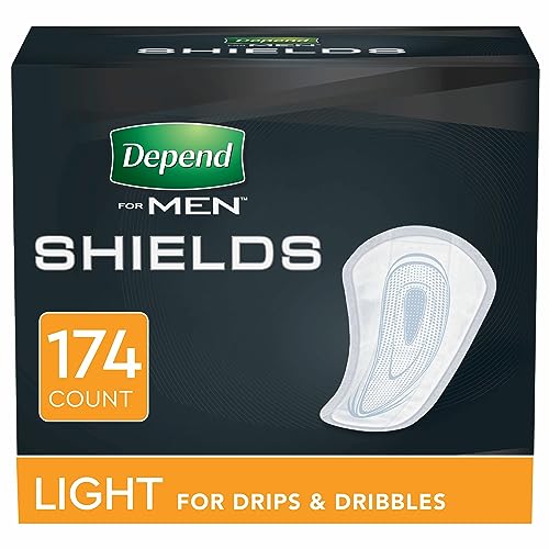 Depend Incontinence/Bladder Control Shields, Pads for Men, Light Absorbency, 174 Count (3 Packs of 58)
