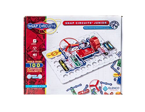 Elenco Jr. SC-100 Electronics Exploration Kit, Over 100 Projects, Full Color Manual, 30 + Snap Circuits Parts, STEM Educational Toy for Kids 8 + , Black