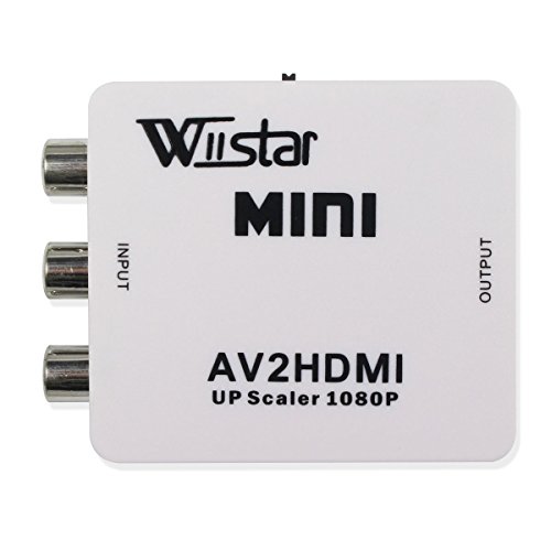 Wiistar Mini AV to HDMI Video and Audio Converter Adapter Support Upscaler Up to 1080P Support PAL NTSC with USB Charge Cable for Xbox STB VCR VHS DVD TV PS3 PS4 PC