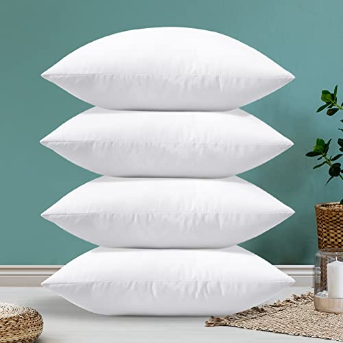 OTOSTAR Pack of 4 Throw Pillow Inserts, 18 x 18 Square Cushion Inner Soft Fluffy Plump Stuffer Cushion Pads White Decorative Pillow Inserts