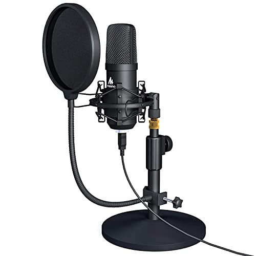 MAONO USB Microphone Kit 192KHZ/24BIT AU-A04T PC Condenser Podcast Streaming Cardioid Mic Plug & Play for Computer, YouTube, Gaming Recording