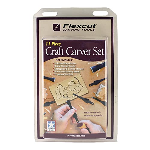 FLEXCUT Carving Tools, Craft Carver Set, 10 Carving Blades and Interchangeable ABS Handle Included (SK107)