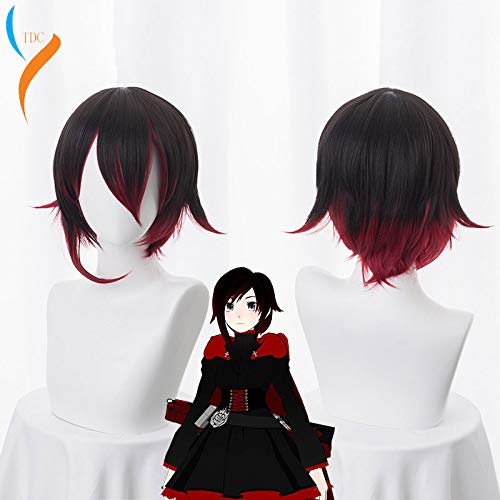 AHJSN 2020 Fashion Anime RWBY Red Trailer Ruby Rose Short Wig Cosplay Costume Women Men Synthetic Hair Halloween Party Wigs