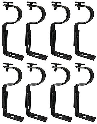 TEJATAN - Curtain Rod Brackets (Black, 1 Inch - Set of 8 ( 4 Pairs))