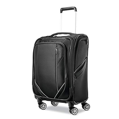 American Tourister Zoom Turbo Softside Expandable Spinner Wheel Luggage, Black, Carry-On 20-Inch