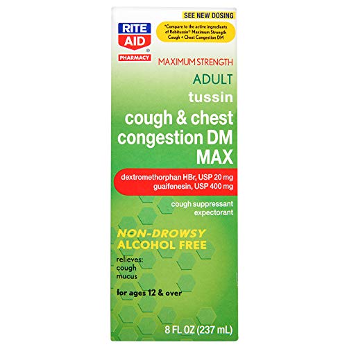 Rite Aid Tussin DM Cough Suppressant & Chest Congestion, 8 fl oz | Chest & Cough Medicine for Adults | Chest Congestion Relief | Allergy Medicine | Clear Lungs of Mucus | Cold Medicine