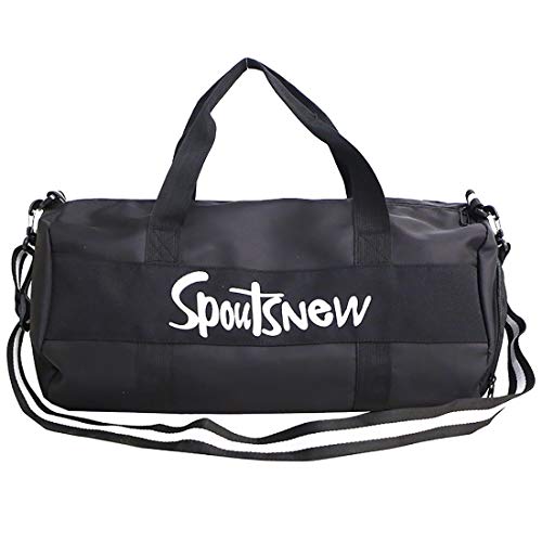 fancyfree Gym Tote Bag with Waterproof Pocket and Shoes Compartment, Durable Sport Bag for Women, Men (Black)