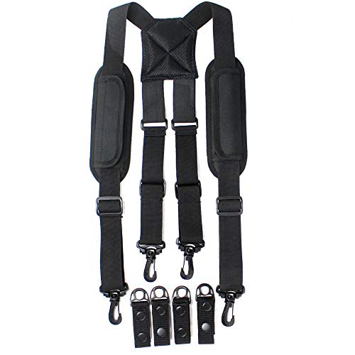 MELOTOUGH Police Suspender with Padded Shoulder Partial Elastic at Back loading more weight come with 4 pieces duty belt keeper