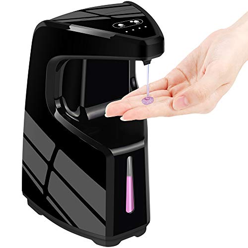 AFMAT Automatic Hand Sanitizer Dispenser, Black Touchless Soap Dispenser, Kitchen Bathroom Hand Soap Dispenser, 15.2 oz Countertop Hand Sanitizer Gel Alcohol Soap Dispenser w/Adjustable Soap Volume