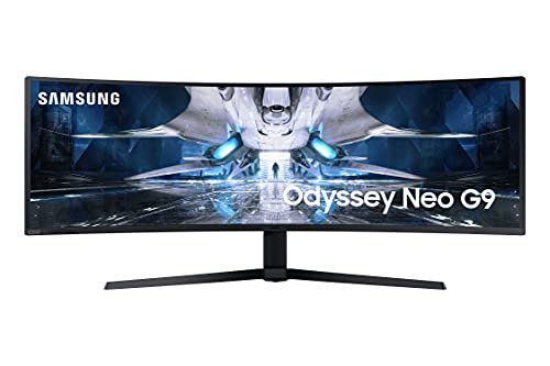 SAMSUNG 49' Odyssey Neo G9 G95NA Gaming Monitor, 4K UHD Mini LED Display, Curved Screen, 240Hz, 1ms, G-Sync and FreeSync Premium Pro, LS49AG952NNXZA, White & Black