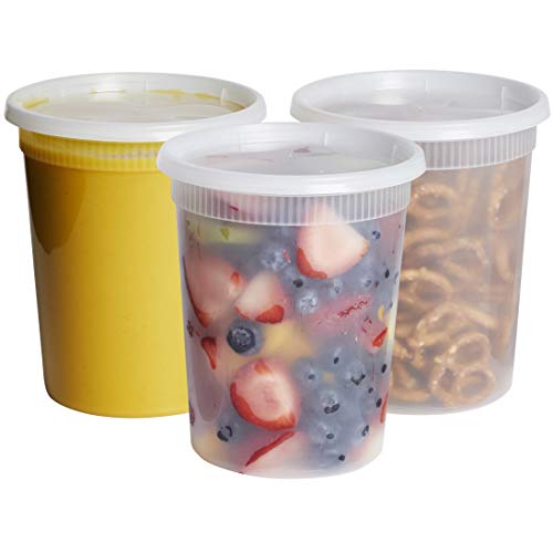 Comfy Package [24 Sets - 32 oz.] Plastic Deli Disposable Food Storage Containers With Airtight Lids