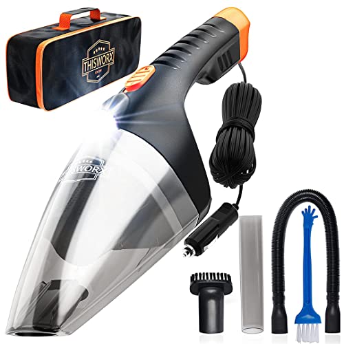 ThisWorx Car Vacuum Cleaner 2.0 - Upgraded w/ LED Light, Double HEPA Filter, 110W High Suction Power