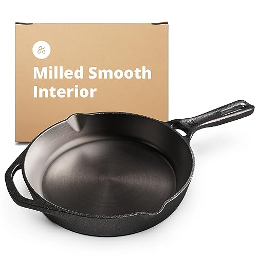 Greater Goods Cast Iron Skillet 10-Inch Pan, Cook Like a Pro with Smooth Milled, Organically Pre-Seasoned Skillet Surface, Designed in St. Louis