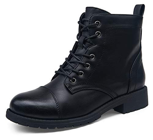 Vepose Women's Ankle Boots Black Fashion Booties Low Heel Lace up Ankle Boots for Women Size 7.5(CJY910 black 07.5)