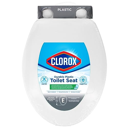 Clorox Elongated Plastic Toilet Seat with Easy-Off Hinges, Wiggle-Free