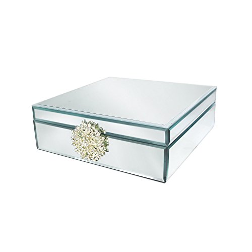 American Atelier Square Mirror Jewelry Box with Brooch-8 Inch