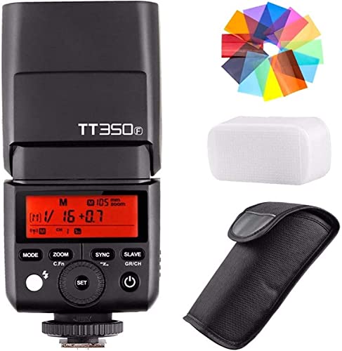 Godox TT350F 2.4G HSS 1/8000s TTL GN36 Camera Flash Speedlite for Fuji Cameras X-Pro2 X-T20 X-T2 X-T1 X-Pro1 X-T10 X-E1 X-A3 X100F X100T with EACHSHOT Color Filters