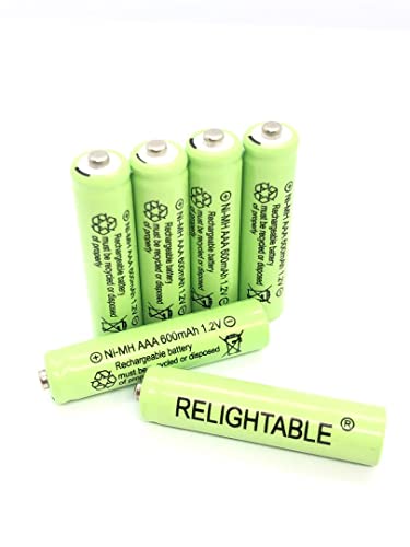 Relightable NiMH AA/AAA 600mAh 1.2V Rechargeable Batteries for Solar Lights, Garden Lights and Remotes (6PCS AAA 600mAh Batteries)