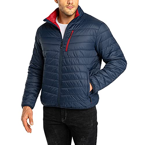 33,000ft Men's Lightweight Packable Insulated Puffer Winter Jacket, Water-Resistant Warm Quilted Down Alternative Puffy Coat