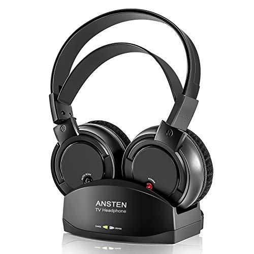 ANSTEN Wireless Headphones for TV Watching, Over Ear Headsets with RF Transmitter Charging Dock with 3.5mm AUX/RCA, Rechargeable Stereo TV Wireless Headphone,164ft Work Rang, No Audio Delay