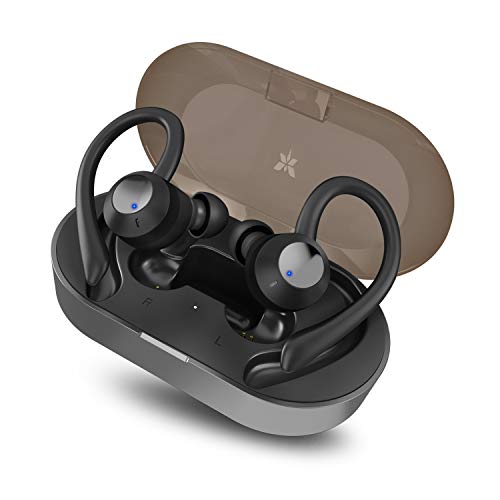 Axloie Sports Wireless Earbuds Bluetooth 5.0 Headphones True Wireless Deep Bass in-Ear Mini Stereo IPX7 Waterproof 25H Playtime Wireless Earphones with Charging Case for Running Workout Gym Yoga Black