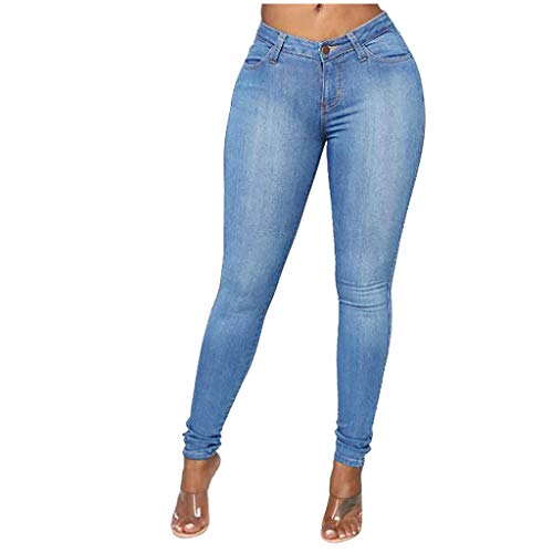 Perfectly Slimming Pull On Skinny Jeans High Rise Plus Size Skinny Jeans for Women Butt Lift Denim Pants XS-6XL Blue