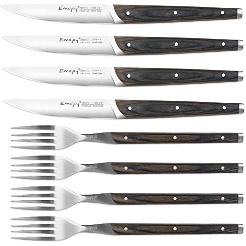 Emojoy Steak Knife Set, 8pcs Steak Knives Set, High Carbon German Stainless Steel