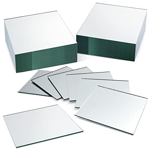 50 Pack Square Glass Mirror Tiles, 4 Inch Panels for Crafts, Centerpieces, DIY Home Decor