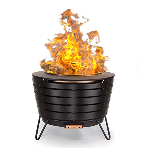 TIKI Brand 25 Inch Stainless Steel Smokeless Fire Pit - Includes Wood Pack and Cloth Cover