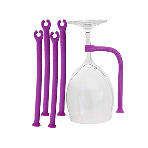 4 Pack Silicone Stemware Saver Flexible Stemware Holder Dishwasher Wine Glass Protector Tether Silicone Dishwasher Attachment by PPX (purple)