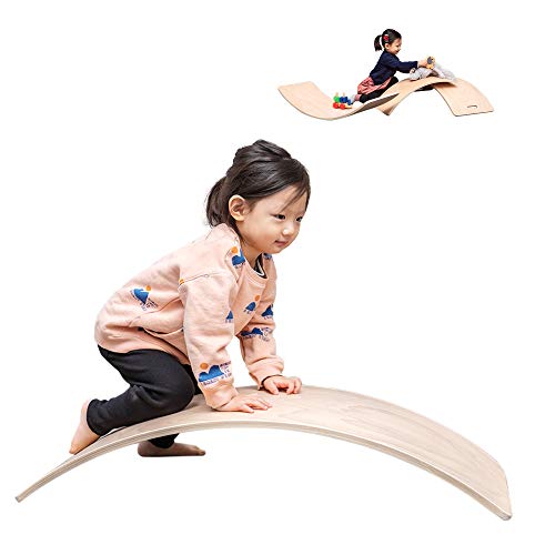 Wooden Wobble Balance Board for Kids and Yoga (Gentle Curve) (Starter (Small))