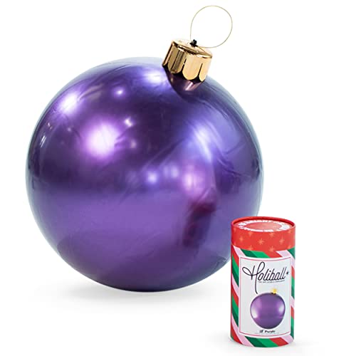 Holiball Inflatable Holiday Ornament – Indoor and Outdoor Use  – Reusable and Storage Friendly – The Ultimate Holiday Decoration – 18' – Purple