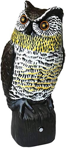 GIFTEXPRESS 16' Solar Powered Motion Sensor Hooting Owl Decoy Bird Deterrent, Solar Owl Decoy with Sound